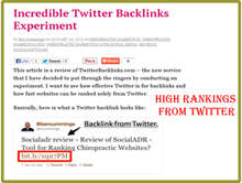 Twitter backlinks experiment
